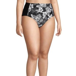 Time and Tru Plus Black/White High Waist Floral Swim Bottom 2X 3X